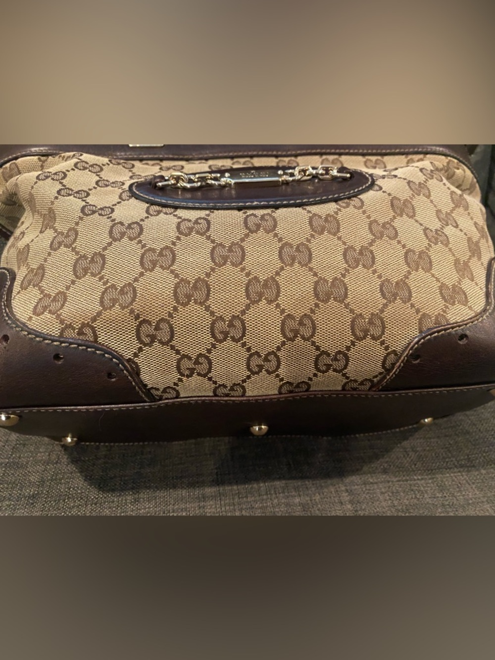 Gucci Beige GG Canvas Tote w/ Brown Leather & Gold Horsebit Hardware. Classic ❤️ - Picture 11 of 12